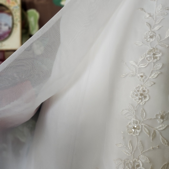 Mary’s Bridal Strapless Embroidered Wedding Gown  Size 12, Ivory Lace & Tulle - Picture 7 of 16